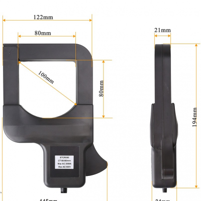 Musktool-ETCR080-0.00mA～60A AC,80mm×80mm Clamp High Accuracy Leakage Current Sensor.clamp current transformer,Clamp CT-Musktool.com