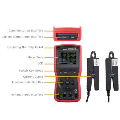 Musktool-ETCR4000A Intelligent Double Clamp Digital Phase Voltmeter Phase Volt-Ampere Meter