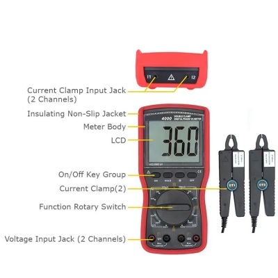 Musktool-ETCR4000 High Precision Handheld Double Clamp Digital Phase Voltmeter