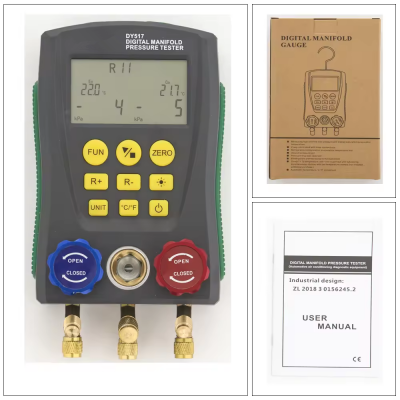 Xtester-DY517 Refrigerant Cold Medium Car Digital Manifold Meter HVAC Vacuum Pressure Temperature Tester Same as Testo