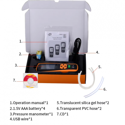 Xtester-GM522 Portable LCD Pressure Manometer Gauge Air Meter USB Data Correction