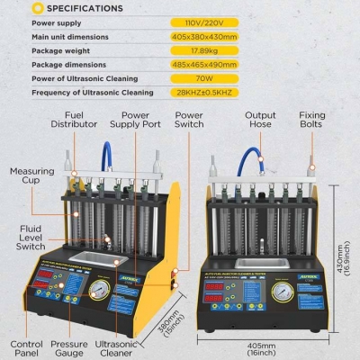 Xtester-Ct200 Injector Cleaner Petrol Car Injector Tester Injector Cleaner Car Motorcycle 6 Cylinder Cleaner