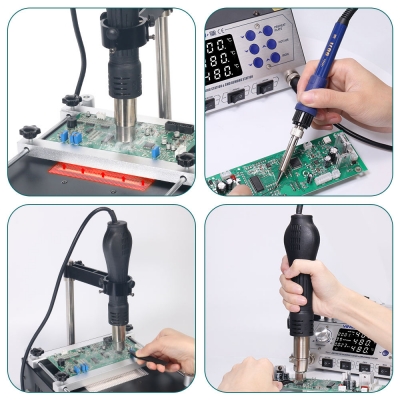 Musktool- 853AAA+ Multi functional preheat station soldering iron desoldering hot air gun soldering rework station