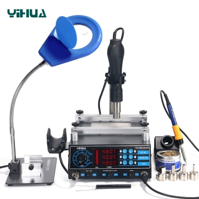 Musktool- 853AAA 3 in 1 digital SMD soldering desoldering hot air gun preheat BGA rework soldering station