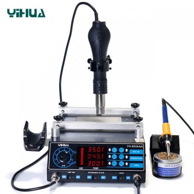 Musktool- 853AAA 3 in 1 digital SMD soldering desoldering hot air gun preheat BGA rework soldering station