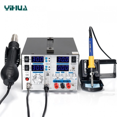 Musktool- 853D+ 5A 3in1 hot air large power soldering iron rework station nice aluminum front panel rework soldering station