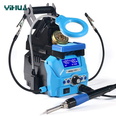 Musktool- 939D+ III multi-function LCD digital 75W soldering solder iron station with clips and LED Magnifying Lens