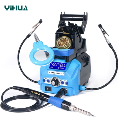 Musktool- 939D+ III multi-function LCD digital 75W soldering solder iron station with clips and LED Magnifying Lens