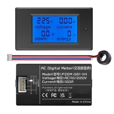 Musktool- PZEM-061-VH AC 6in1 220V 100A Digital Ampermeter Electric Power Meter Single Phase Energy Meter Voltmeter Ammeter Wattmeter