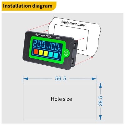 Musktool- PZEM-009 12V 24V 36V 48V 60V 72V Waterproof LCD Display Lithium Battery Capacity SOC Tester Customized Voltage Meter 8-100V