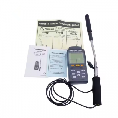 musktool-TENMARS TM-4001 Digital Hot Wire Anemometer Air Velocity Temperature Meter Air Volume Tester with 1.5M Wire Probe