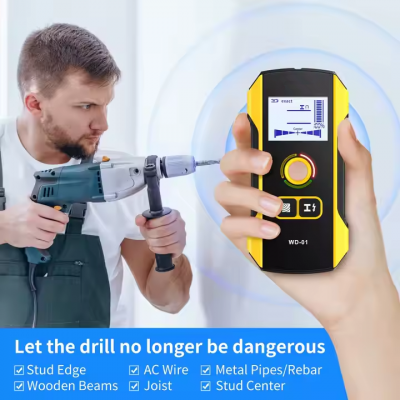 Musktool-WD-01 Metal Detector Wall Scanner with Newly Designed Positioning Hole for AC Live Cable Wires Metal Wood Stud Find