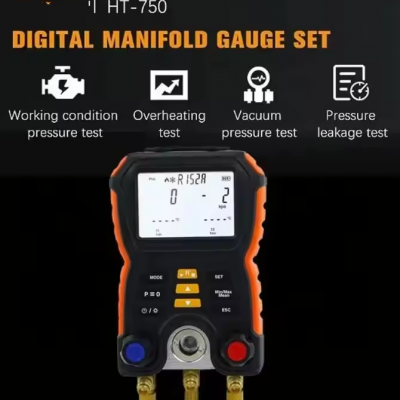Musktool-HT-750 Digital Pressure Gauge New Refrigeration Vacuum Manifold Tester Meter Essential Tool for Refrigerant Management