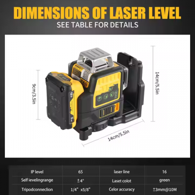 Musktool-DW89LG 360&deg; Rotating 3D 12-Line Green Laser Level Professional Outdoor Construction Marking Tool Lithium Battery DW89LG