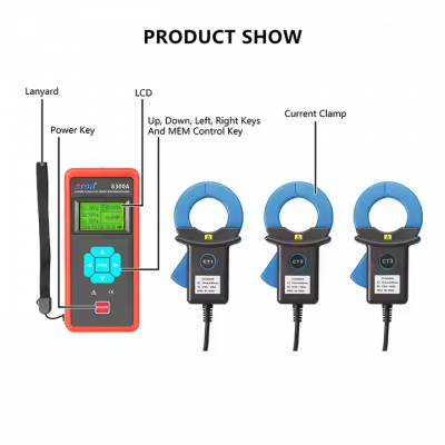 Musktool-ETCR8300A Highly Accurate and Anti-Interference Three Channel Clamp Current Tester