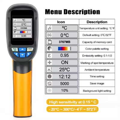 Musktool-HT-02D Thermal Camera 2.4 Inch High-Resolution Color Screen Infrared Imager with Full Viewing Angle for Industrial Use