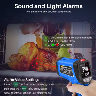 Musktool-XE-817H Multifunction Infrared Thermometer K-Type Surface Temperature 2-1 Cooking Pizza Oven Grill Laser Testing Plastic