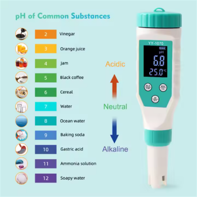 Musktool-YY-1070-Digital Free Available Chlorine Meter 7-in-1 Water Quality Pen PH/Salinity/ORP/TDS/EC/CL/TEMP pH Meter for Pool Seawater