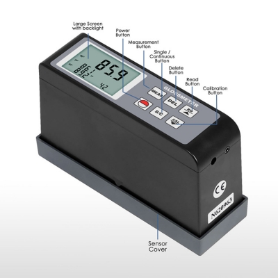 Musktool-High Accuracy Surface Coating Gloss Meter 20 60 85 Auto Calibration Backlit Display 256 Data Storage Floor Plastic