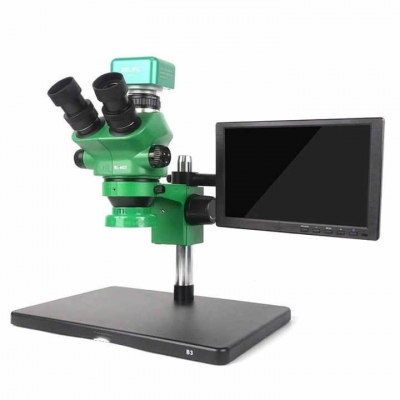 Musktool- RL-M5T-B3 Trinocular Stereo Microscope + RL-033D Light Source + 0.5ctv Adapter + MC1 4k HD Camera for Cell Phone Printed Circuit Board Repairs