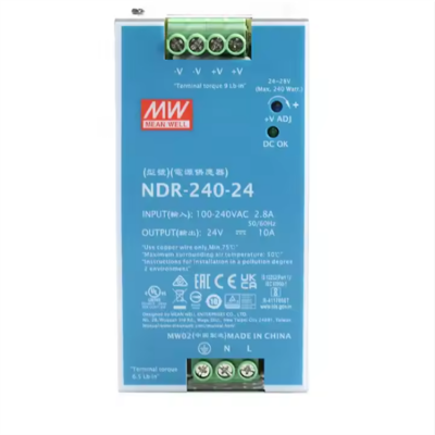 Musktool-NDR-240-24 240W 24V 10A Din Rail Switching Power Supply for Industrial Applications Wholesale Mean Well
