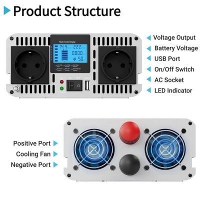 Musktool-Frequency Inverter 12V 220V 6000 Watt Inverter Inversor 24V 2000w Pure Sine Wave Inverter 6000w