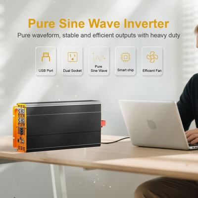 Musktool-Pure Sine Wave Power Inverter 1KW ~8KW 12V24V DC to 110V AC Converter for Car RV Solar Home  ETL Certified