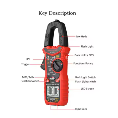 Musktool-HABOTEST HT206D DC AC Current alligator Clip Multimeter Tester Best True Rms Digital Amp Clamp Ampere Meter on Voltage Ammeter