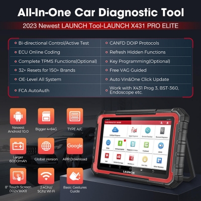 Musktool-Launch X-431 Pro Elite Multi-Language Scan Tool Car Diagnostic Code Reader Analyzer Configuration Tool